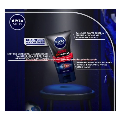 Nivea Men Oil Control Acne Clear 100ml Sabun Pembersih Muka Pria Jerawat Berjerawat Nivea Men's