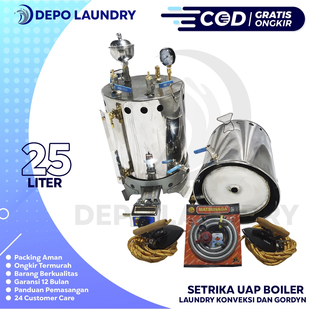 FREE ONGKIR JAWA-BALI Setrika uap Gas Boiler Laundry Lengkap