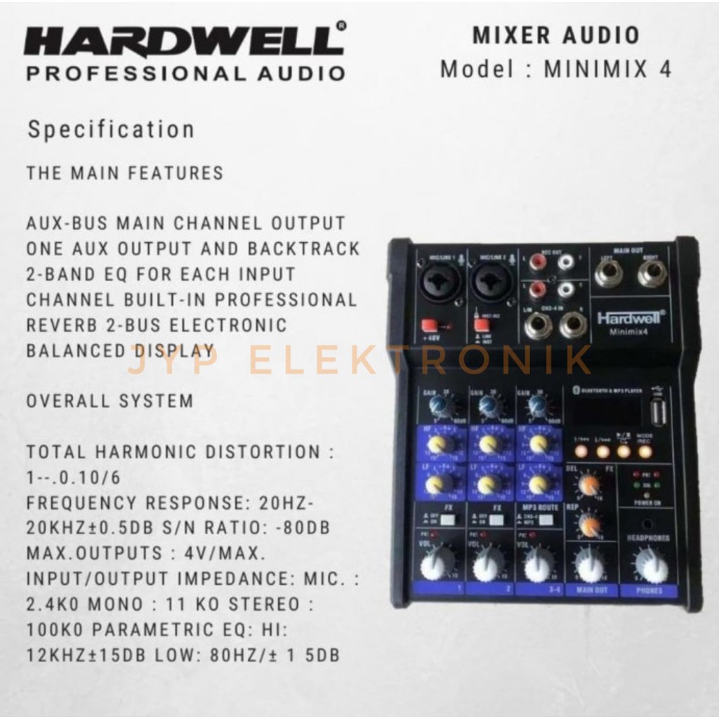 MIXER AUDIO HARDWELL MINIMIX4/MINI MIX4 4CH BARU MURAH
