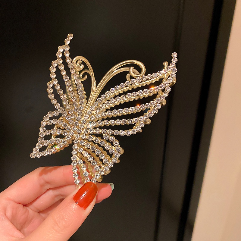 Butterfly Jepit Rambut Bentuk Kupu-Kupu Bahan Metal Aksen Mutiara Untuk Wanita