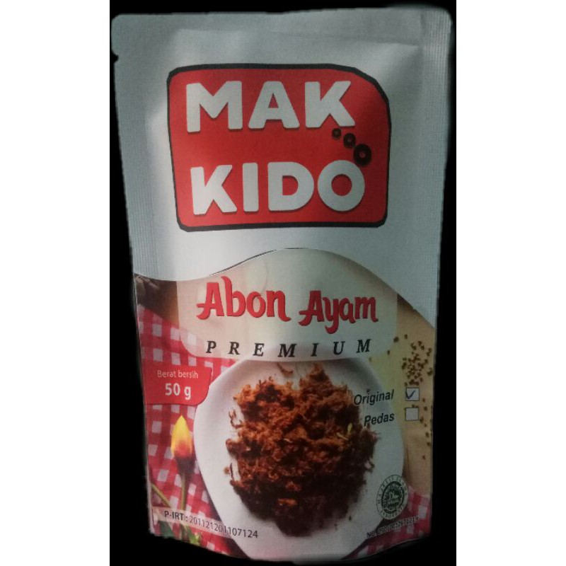 

Mak Kido Abon Ayam Premium ukuran 50g