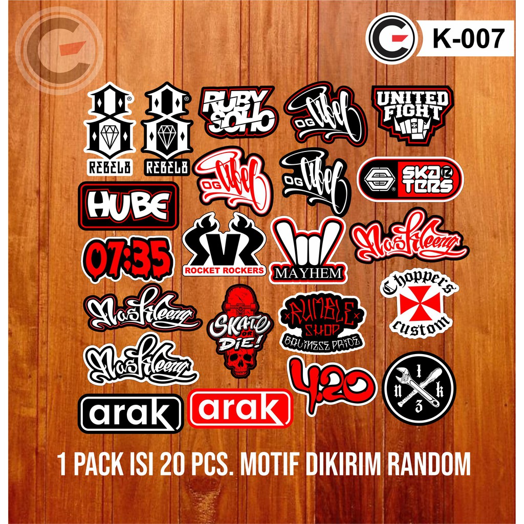 20pcs STICKER SABLON,STICKER DISTRO,STICKER OGABEL,SKATERS,NASKLENG,UNITED FIGHT,RUMBLE,REBEL8,STICK