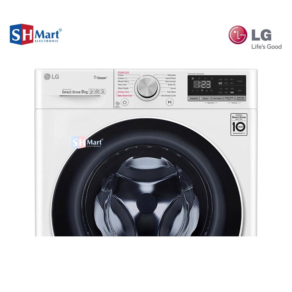 MESIN CUCI LG FV1409S4W FRONT LOADING 9 KG INVERTER SMART THINQ WIFI