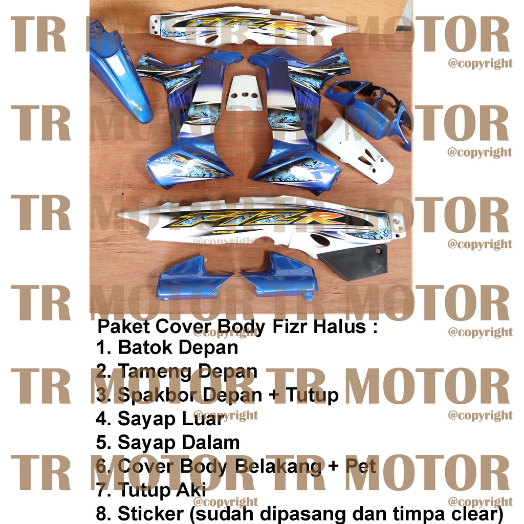 Cover Body Fizr F1zr Biru Putih 2005 Full Set Halus Cover Bodi Yamaha Fiz r
