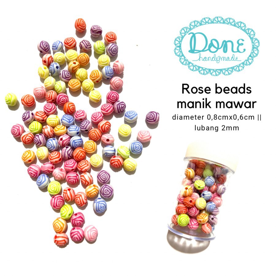 Manik manik mawar rose beads aksesoris dekorasi anak tali masker strap