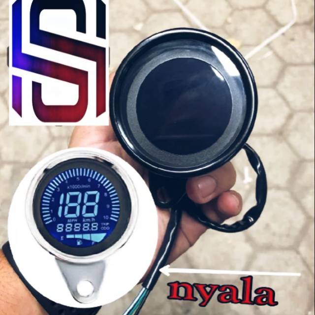 Speedometer spedo digital LED kecil hitam