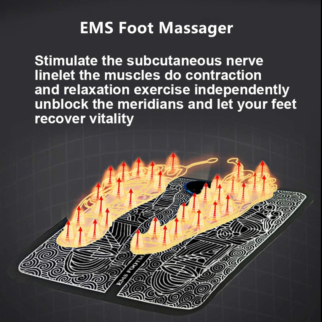 Ems Electric Foot Massage Pad Recharge Pulse Akupunktur Meningkatkan Sirkulasi Darah Pereda Nyeri