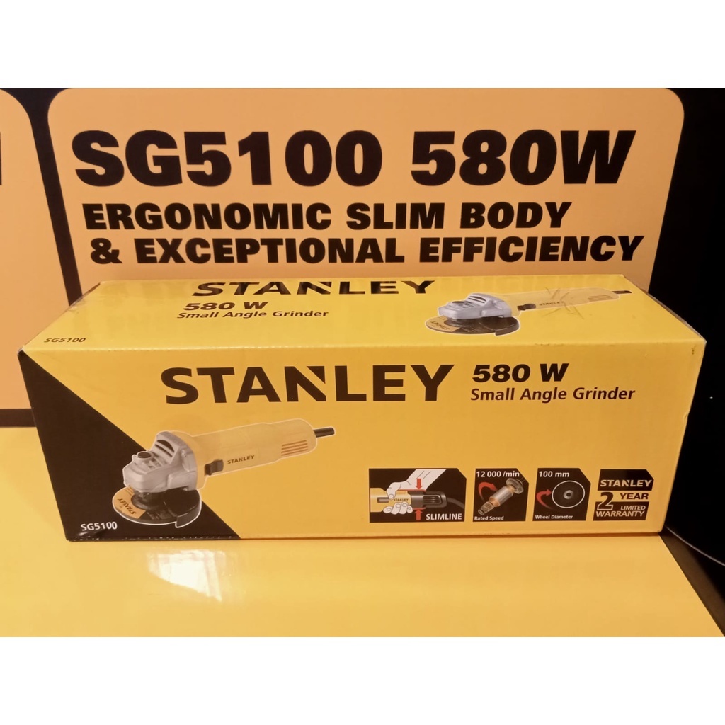 Stanley SG5100 100mm Angle Grinder / Gerinda Tangan Listrik 4"