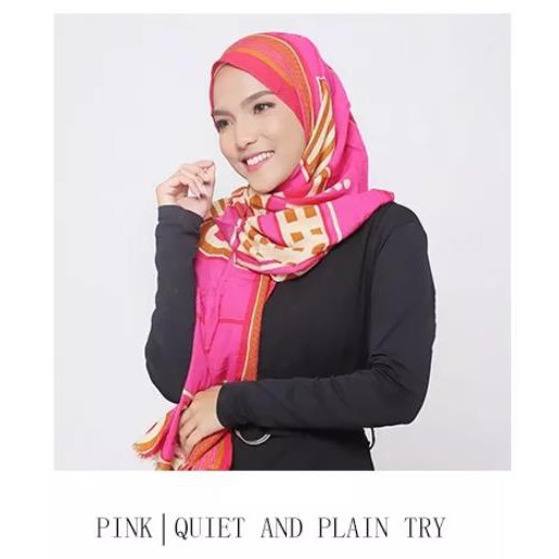 MOBASA OFFICIAL pashmina katun jilbab pashmina import hijab pashmina premium jumbo rawis D-BO pink