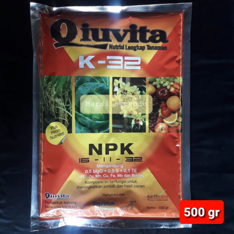 QIUVITA K-32 OREN Pupuk NPK 16-11-32 bunga dan buah 500 gram