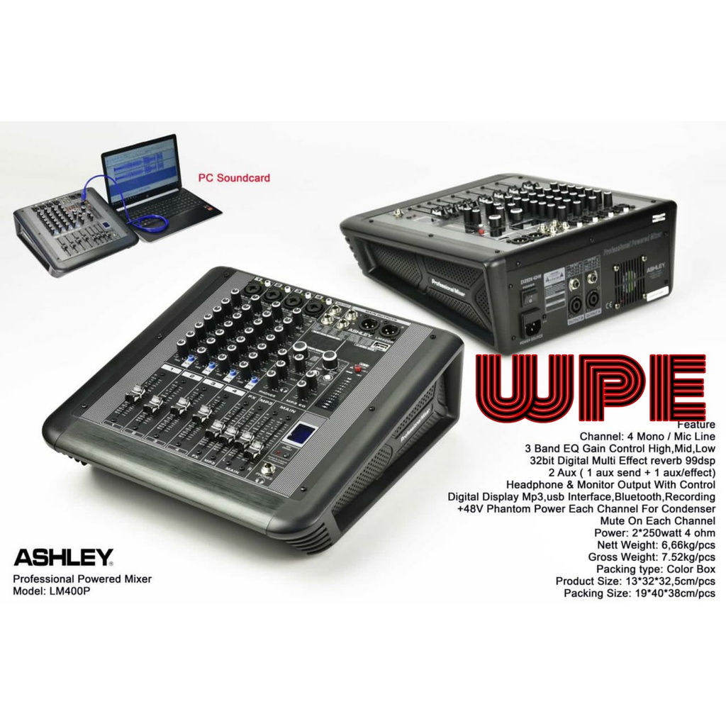power mixer audio ashley lm400p/lm 400p original 4 channel