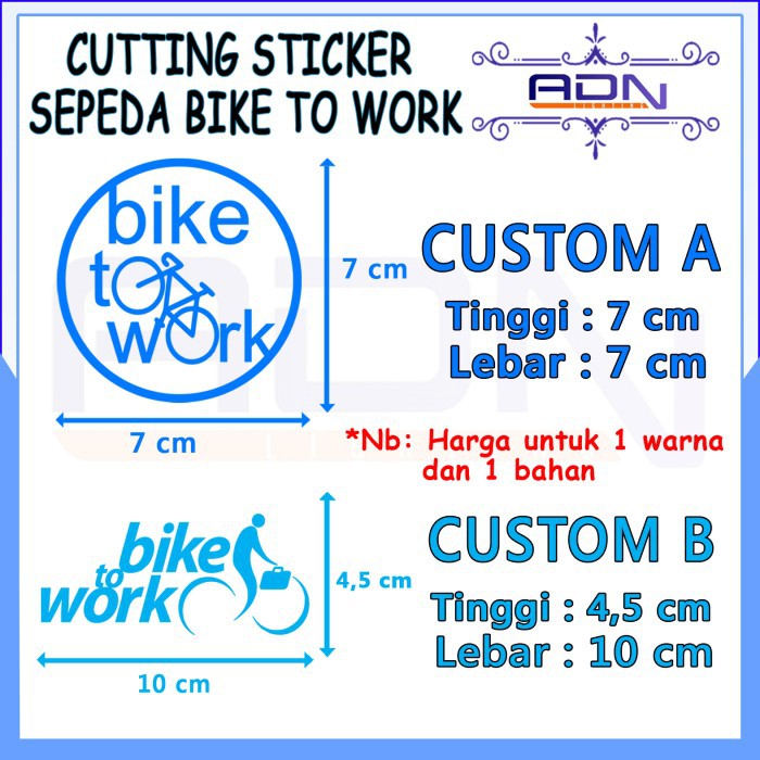 STIKER BIKE TO WORK cutting 7x7cm gowes sepeda lipat sepeda mtb 1warna