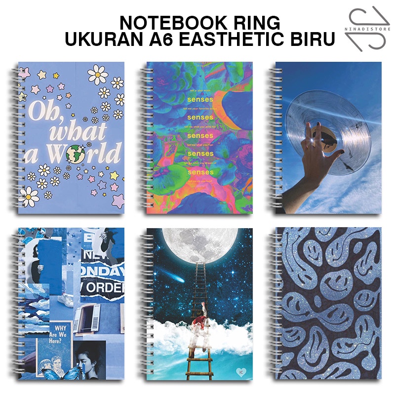 

(BELI 6 GRATIS 1)Buku Tulis Catatan buku notebook buku diary Notebook Ring Spiral A6 60 Lembar koleksi gambar AESTHETIC BIRU PART3