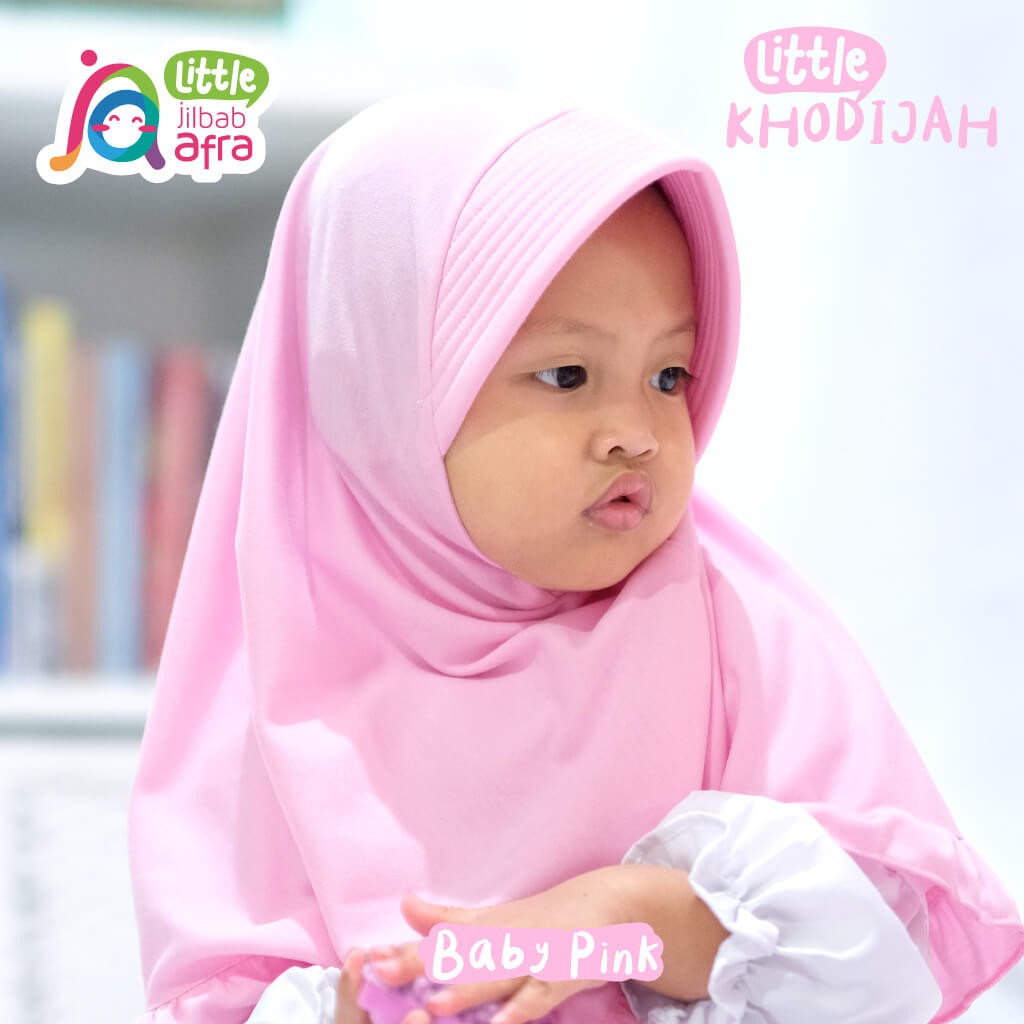 Jilbab Instan Anak Little Khodijah Baby Pink - Little Jilbab Afra - Bahan Kaos, Adem &amp; Lembut