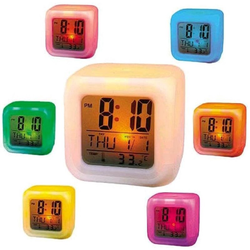 [BISA COD] Jam Meja Alarm LED Digital Clock berubah 7 warna