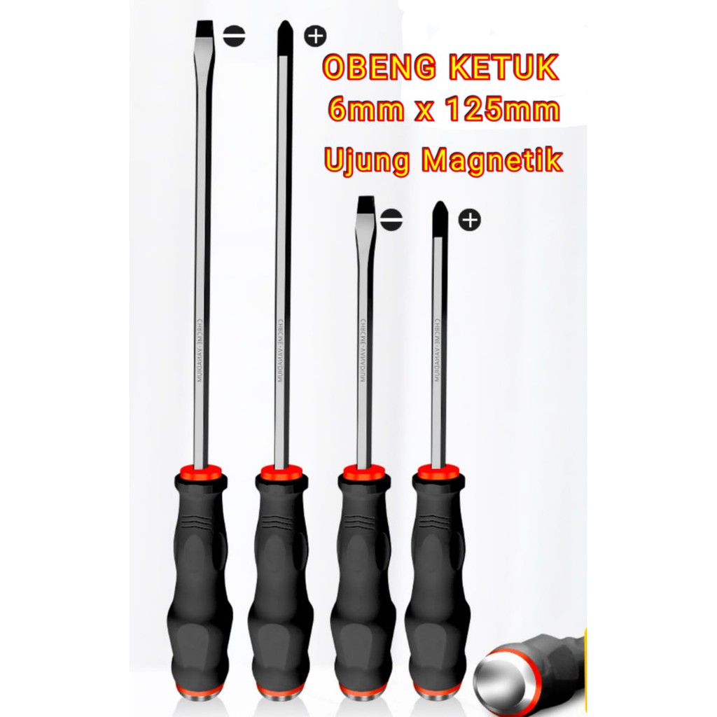 Obeng Ketok CR-V +/- 6mm x 125mm / Obeng Karet Ketok - Qualitas OK