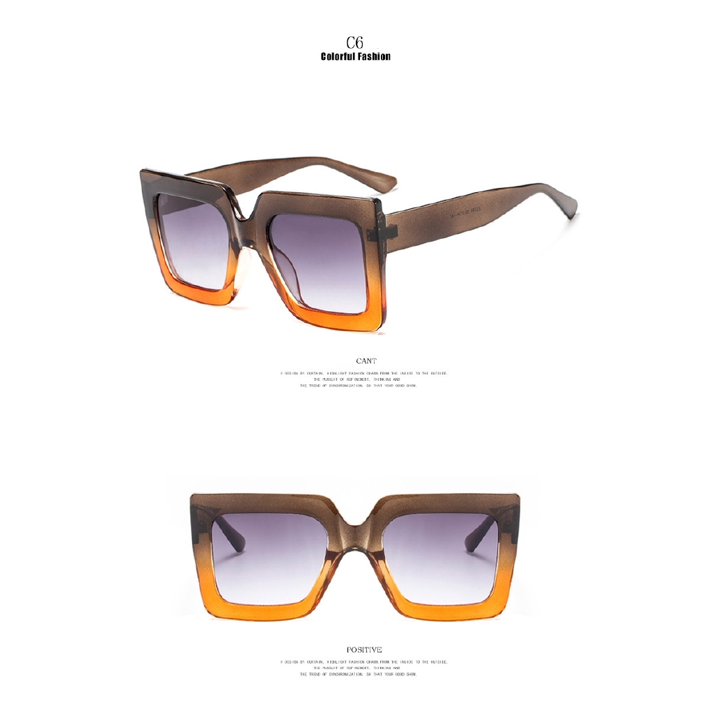 2022 Kacamata Hitam Wanita Model Kotak Oversize Frame Besar