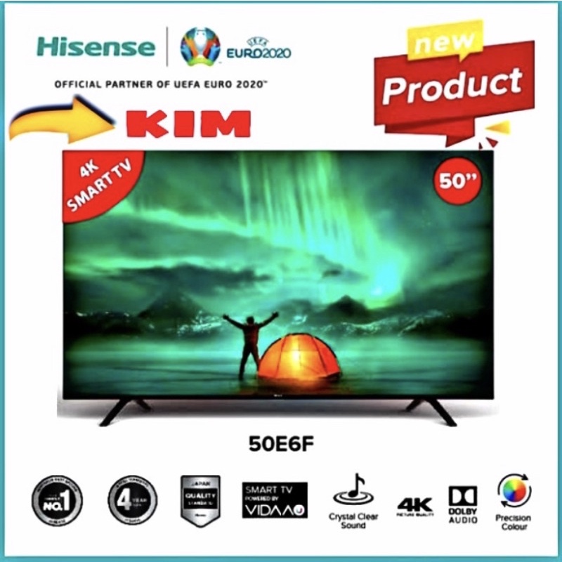 HISENSE LED 50E6F 50 INCH SMART TV UHD 4K Digital - Bluetooth Youtube