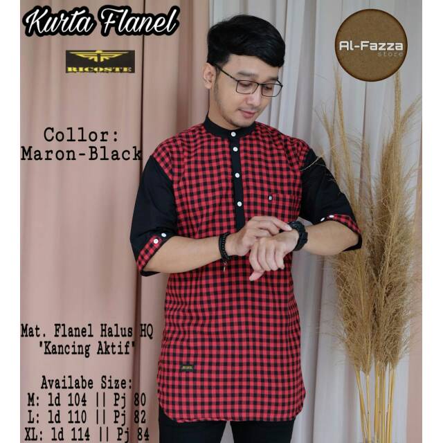 Kurta Flanel Koko Pria Modern
