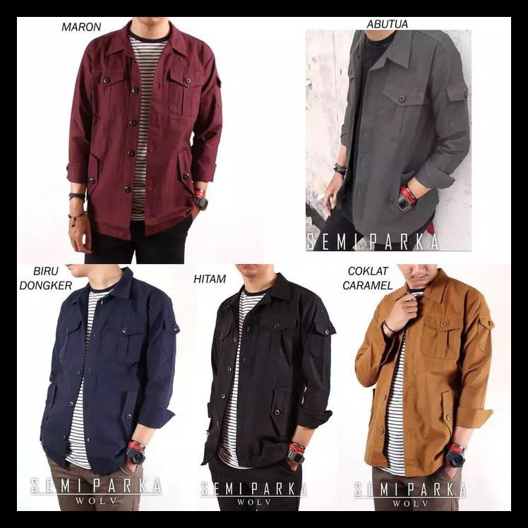 Ina KEMEJA JAKET SEMI PARKA / CASUAL TRUCKER S5 PRIA MURAH - Hijau Army, M TERPERCAYA Kode 1111