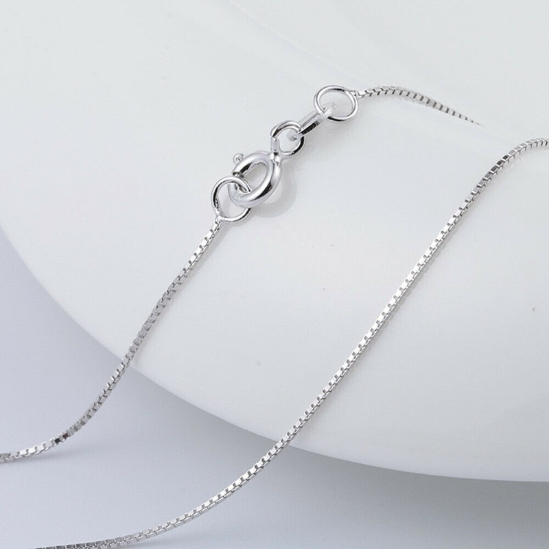 Nyata Padat 925 Sterling Silver Kalung 0.8MM Kotak Rantai 35-65 CM Wanita Hadiah