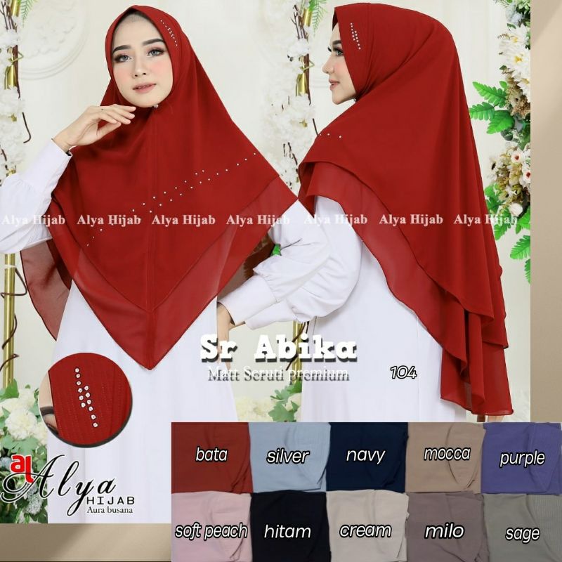 jilbab khimar abika simpel polos swarovski 2 layer original alya