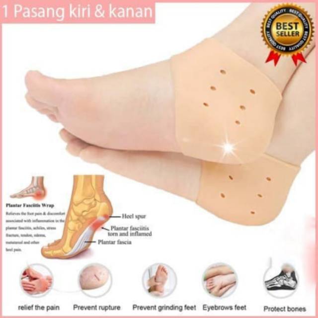 Pelindung Tumit Kaki Silikon Gel Anti Lecet, Nyeri Dan Pecah Pecah