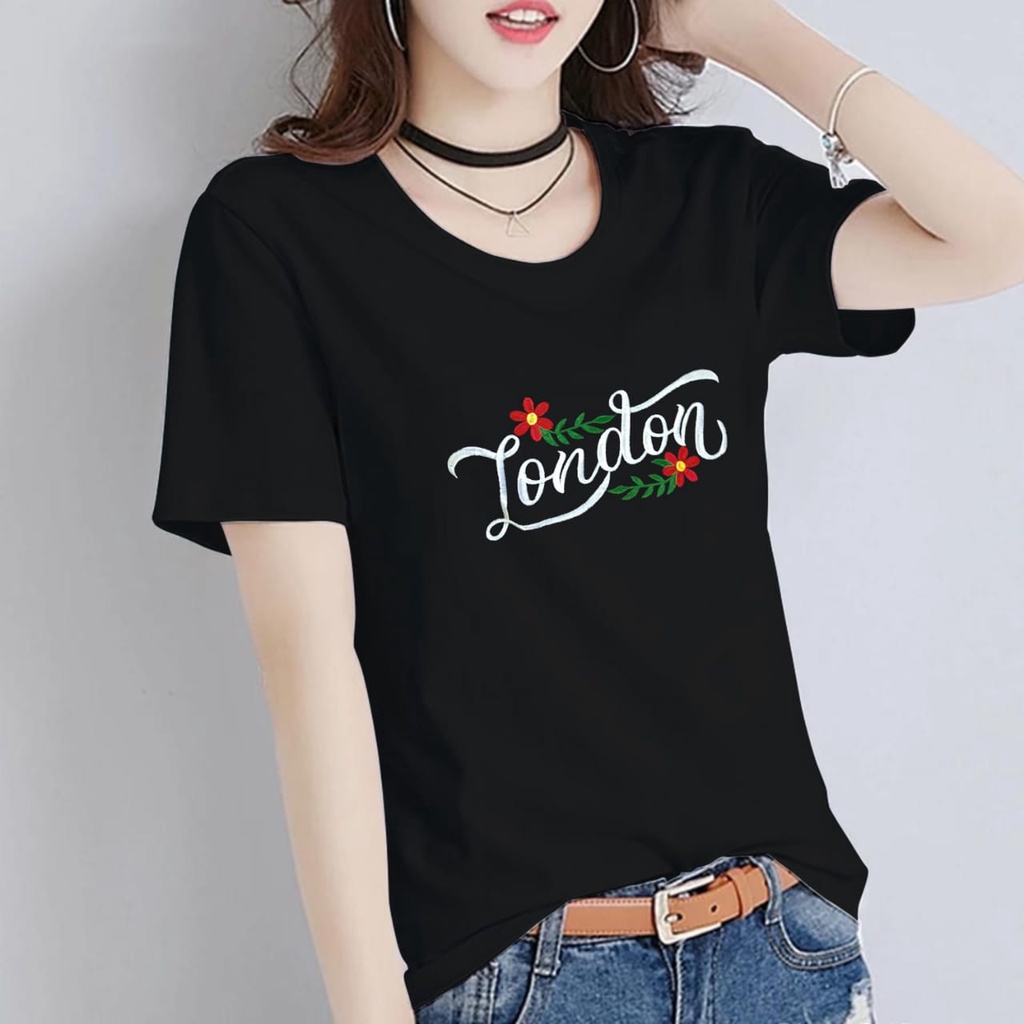 KAOS WANITA BORDIR BAJU ATASAN FASHION T SHIRT WANITA CEWEK PEREMPUAN CANTIK BEBY TERRY KAOS OBLONG