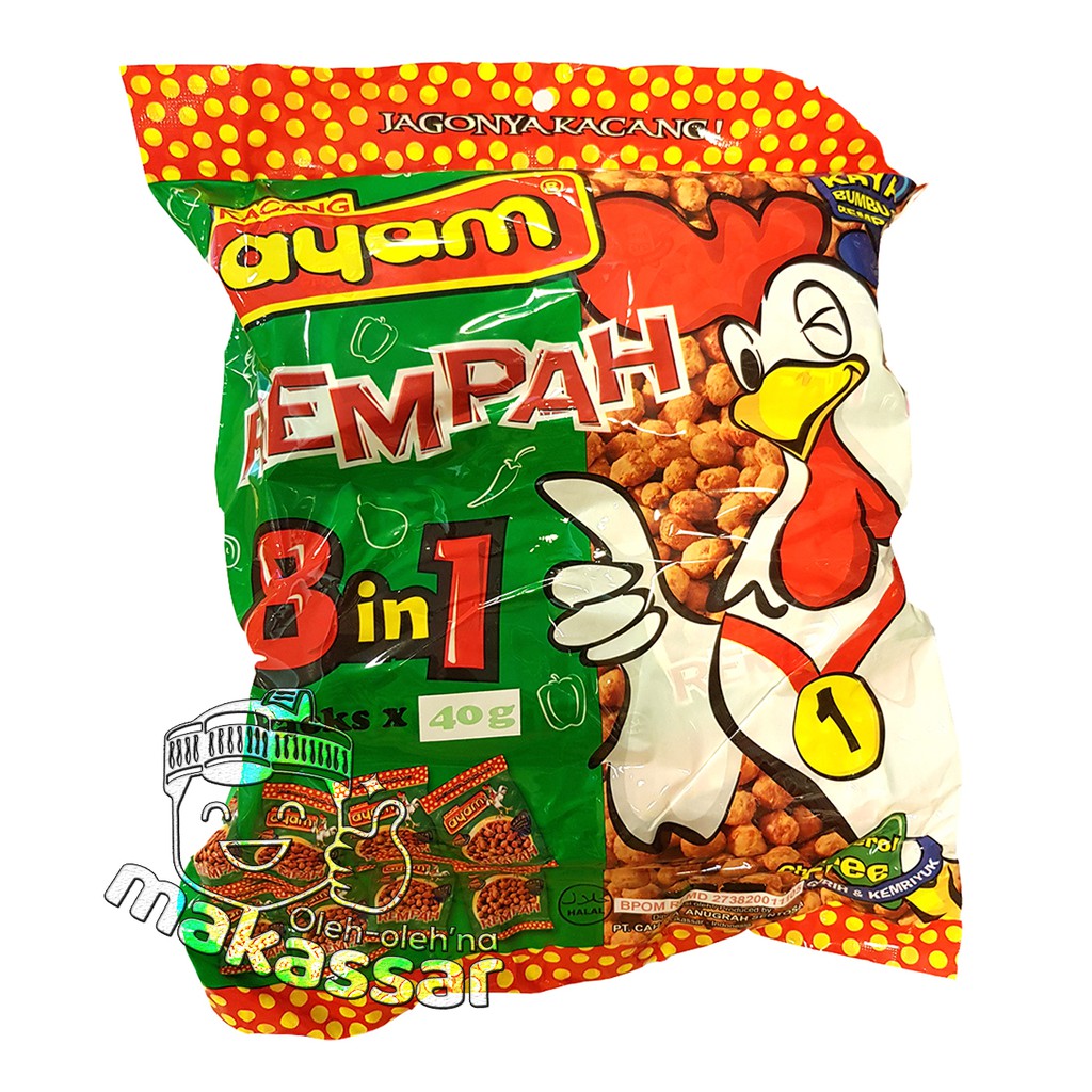 

Kacang Ayam Rempah(Original) 8 x 40gram (Oleh-Oleh asli khas Makassar)