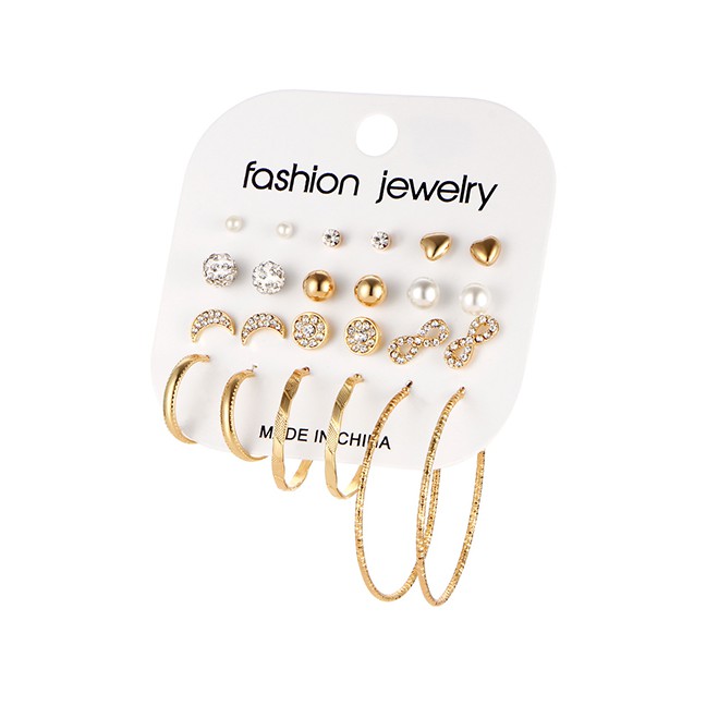 LRC Anting Set Fashion Gold 12 Sets Of Large: Medium And Small D23523