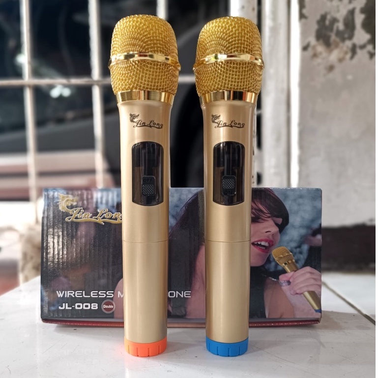 MICROPHONE WIRELESS 2 MIC JIN LONG JL-008 MICROPHONE KARAOKE KUALITAS TERJAMIN