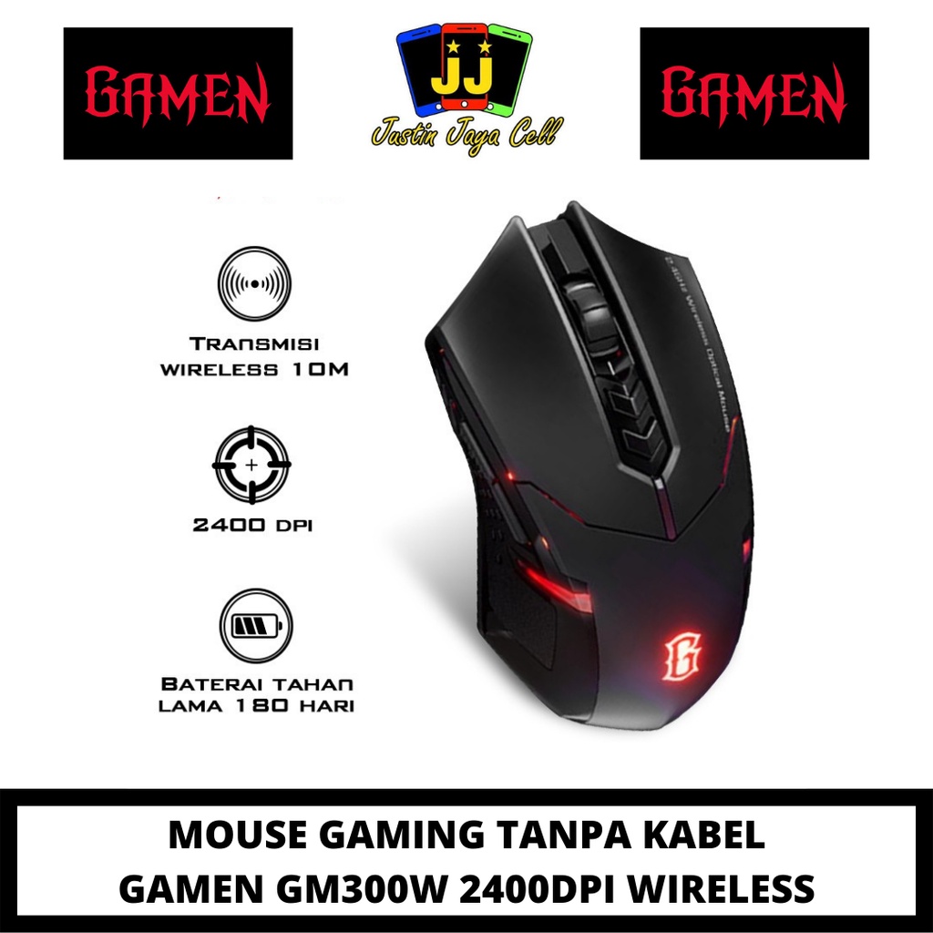 MOUSE GAMING TANPA KABEL GAMEN GM300W WIRELESS GAMING MOUSE 2400DPI ORIGINAL