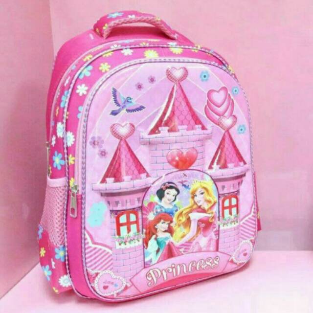 TAS RANSEL SEKOLAH ANAK TK PREMIUM 6D TIMBUL CASTLE DISNEY PRINCESS