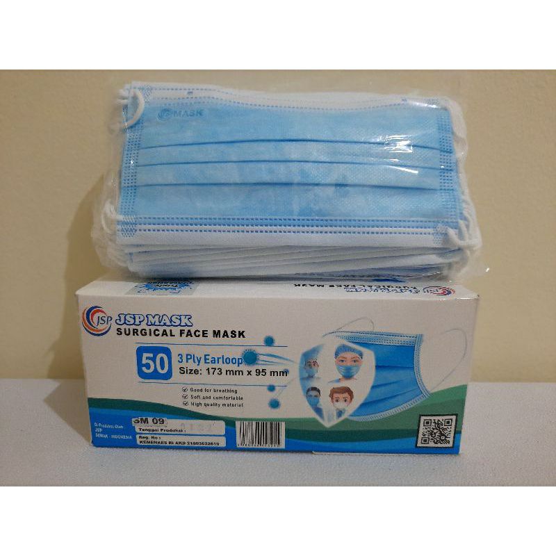 masker erlop jsp warna biru 1bok isi 50 pcs