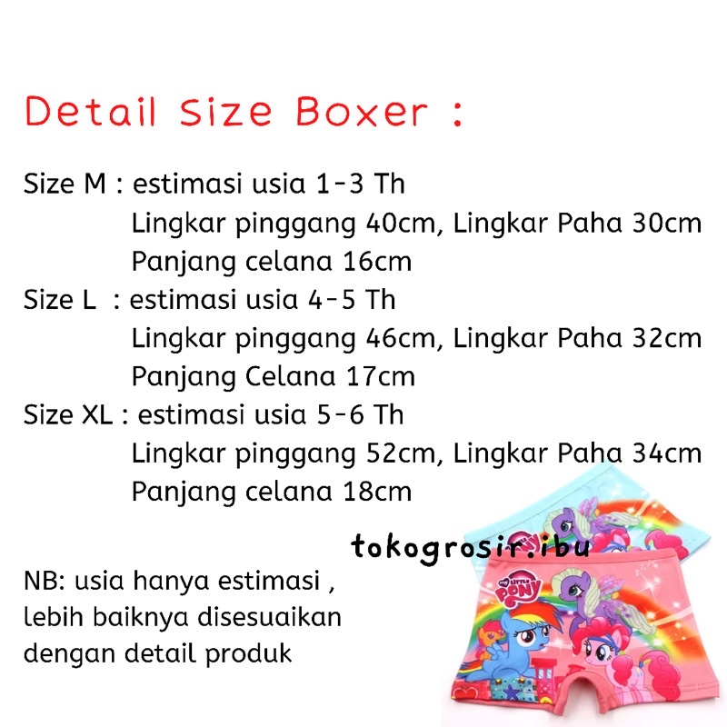 6 Pcs Cd Celana Dalam Anak Perempuan Cewek Littlepony Lusinan Celana Dalam Boxer Anak Bayi Perempuan