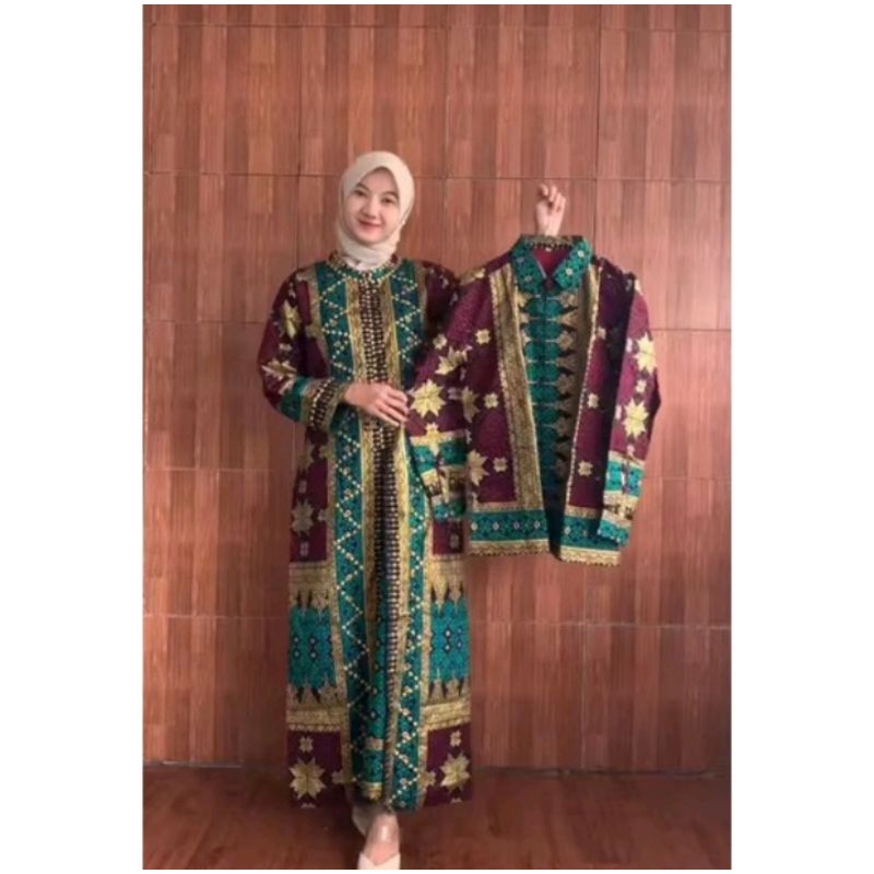 songket Palembang model gamis jubah-baju kondangan mewah
