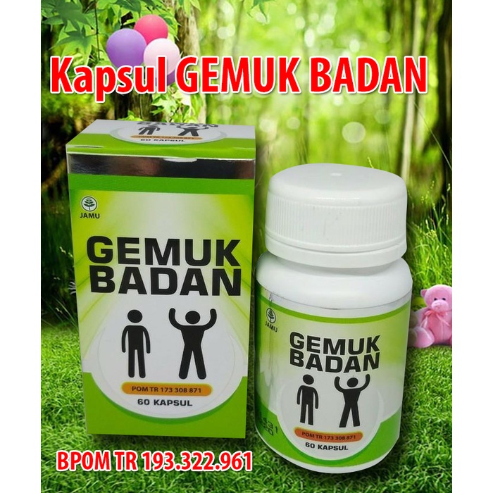 KAPSUL GEMUK BADAN PENGGEMUK PERMANEN OBAT HERBAL GEMUK BADANGEMUK BADAN ORIGINAL ISI 60 KAPSUL