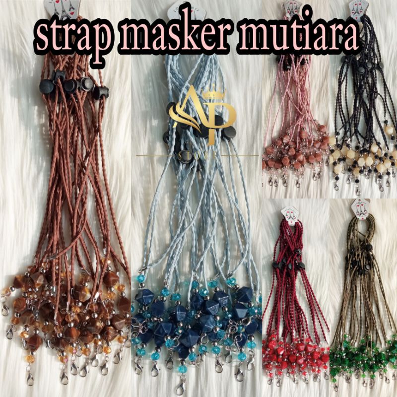 (part 4) strap masker hijab 2in1 / strap masker mutiara / tali masker / gantungan masker