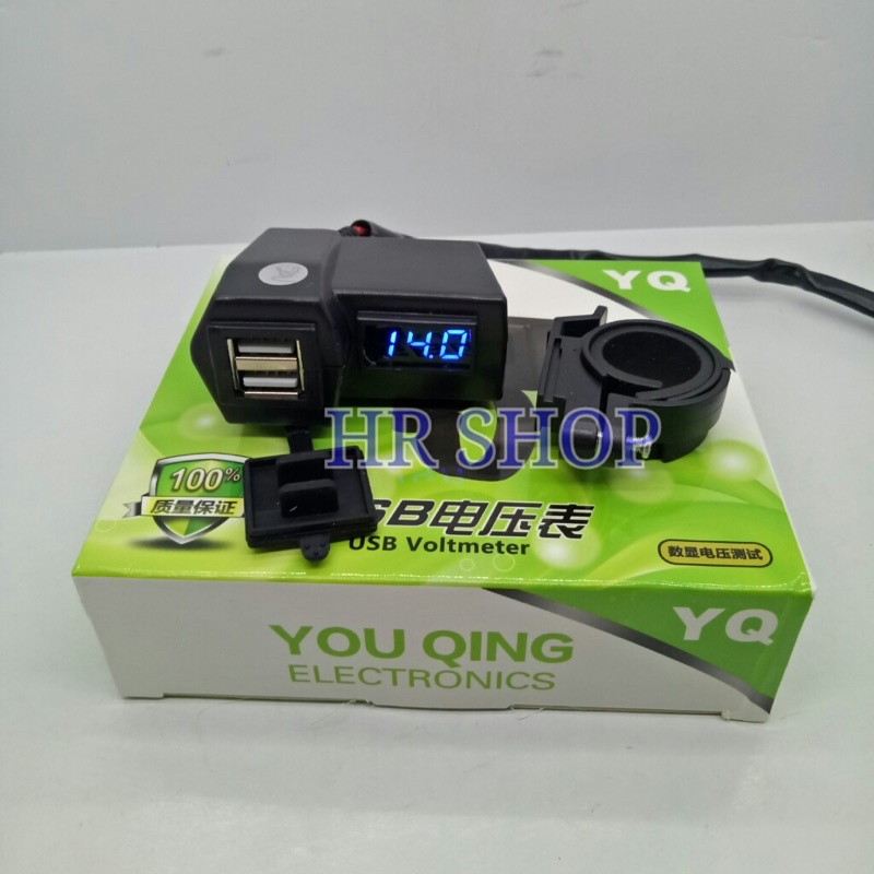 Voltmeter Jam Digital 3in1 Dua USB Charger HP Double USB Charger Voltmeter Jam Digital USB Stang