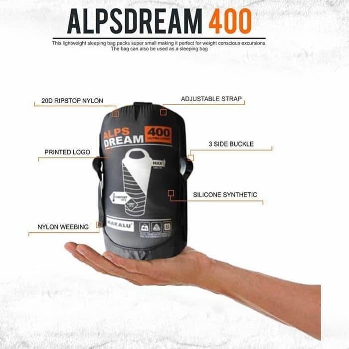 Sleeping Bag Mummy Dacron Ultralight UL Makalu Alpsdream 400 Kantong Tidur SB Ultra Light