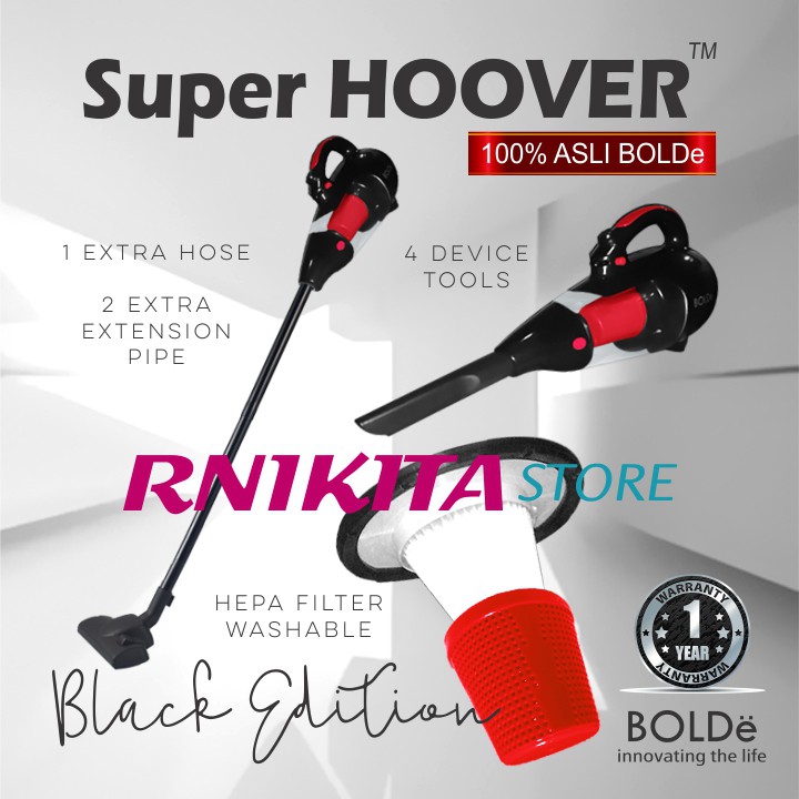 BOLDe SUPER HOOVER BLACK COLOR EDITION - Handy Cyclone Vacuum Cleaner 2 in 1 + Blower