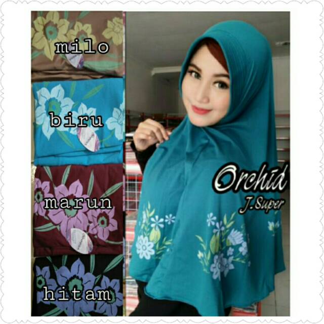 Jilbab Instan Motif Bunga