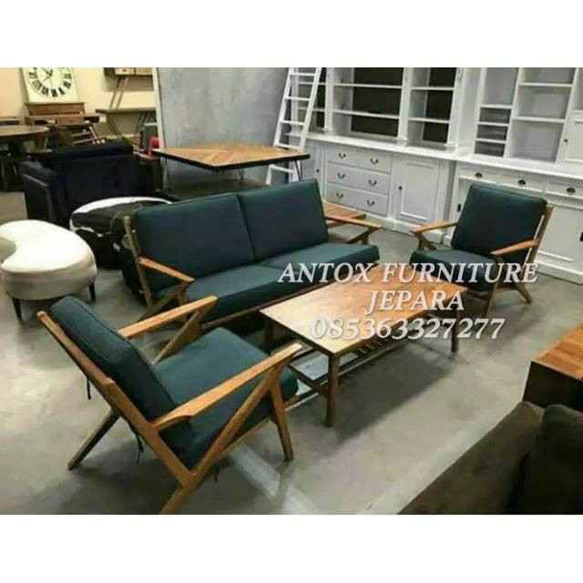 Kursi tamu retro scandinavian jati mebel Jepara