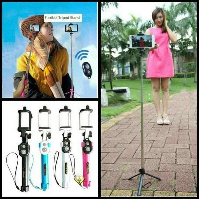 Jualan Tongsis 3 In 1 Selfie Stick Tongsis+Tripod+Remote Bluetooth Bergaransi