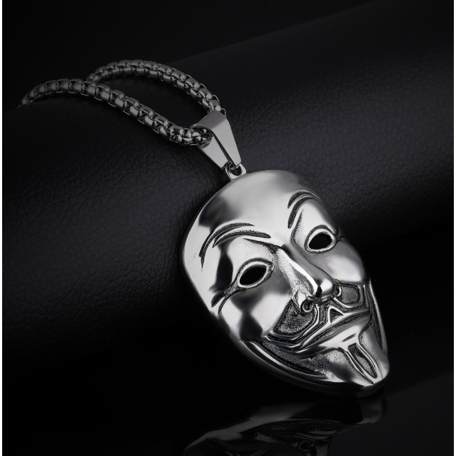 V-Vendetta Retro Pendant Men's Mask Long Accessories Stainless Steel Necklace