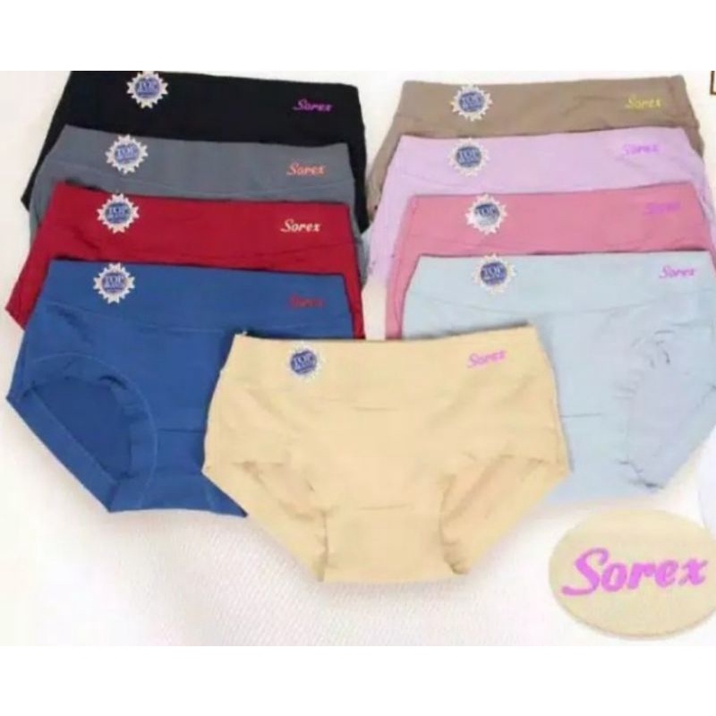 1/2 lusin (6 pcs/6 warna, random) Celana Dalam SOREX 1232 Katun ,original