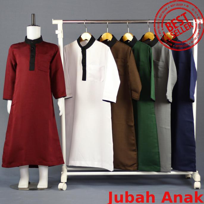 ( BISA COD ) Jubah muslim lengan pendek - Baju Muslim Anak Laki-laki - Gamis Anak - Merah Maroon,