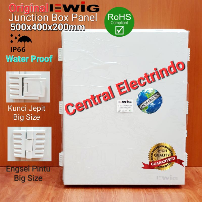 Junction Box Panel KG 500×400×200mm Plastik ABS EWIG With Base Plate.