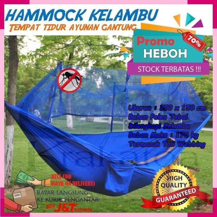 【Warna Dipilih】 Hammock Kelambu Clambu 270 ~ Tempat Tidur Gantung ~ Ayunan Hamok Klambu Hamock Hemok