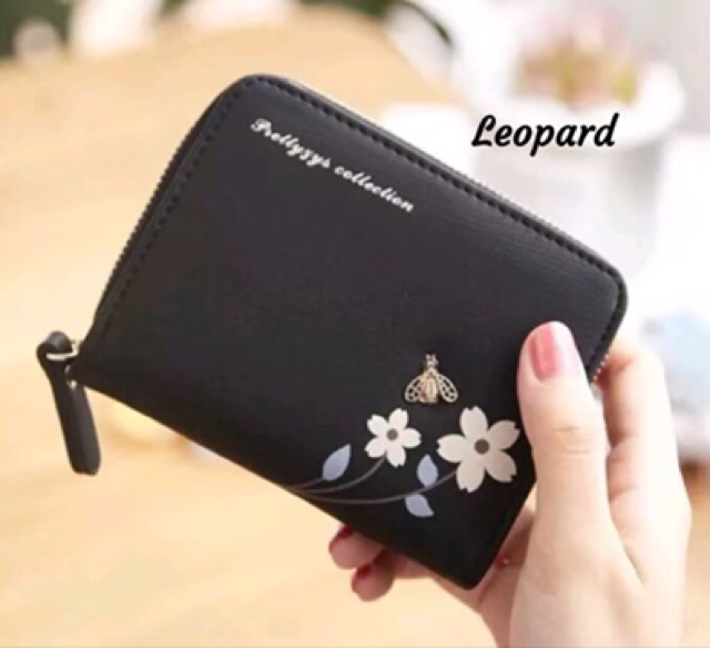 Dompet Mini Lipat Resleting LADYBUG FLOWERS /dompet wanita mini lipat muat banyak ringan